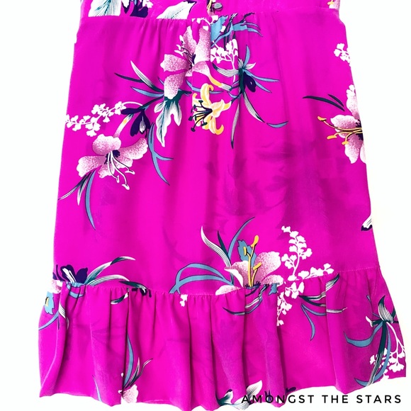Yumi Kim Fuschia Floral Ruffle Strap Dress - Picture 5 of 8